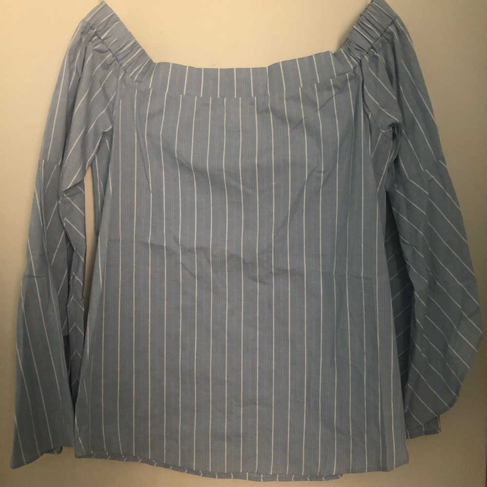 Off the shoulder striped shirt with bell sleeves